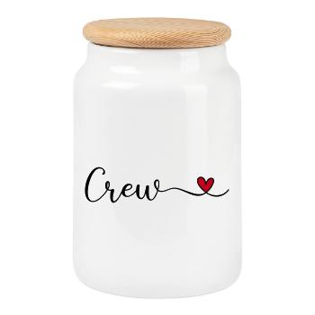 Crew with Heart Design - Cookie Jar with Wooden Lid - white - Front