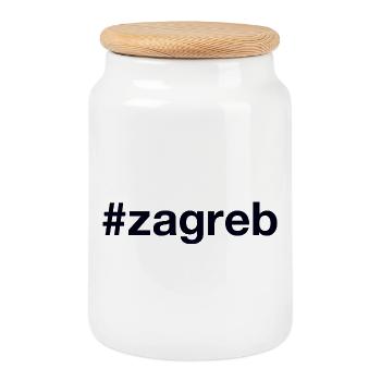 Zagreb Hrvatska Croatia Kroatien Hashtag - Boîte à biscuits avec couvercle en bois - blanc - Devant