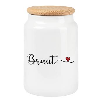 Braut - Keksdose mit Holzdeckel - Weiß - Vorne