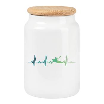 Kanu-Kajak-Heartbeat-Kanu - Keksdose mit Holzdeckel - Weiß - Vorne