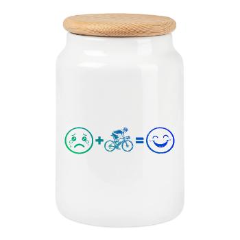 Idée cadeau pour un vélo de route avec vélo de route - Boîte à biscuits avec couvercle en bois - blanc - Devant