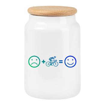 Gift idea for a road bike with road bike - Cookie Jar with Wooden Lid - white - Front