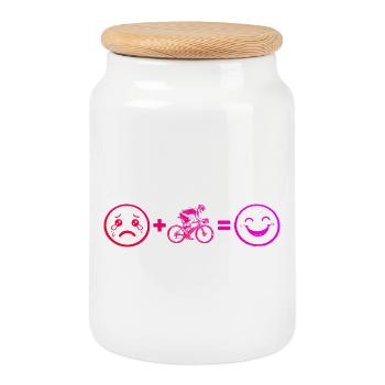 Idée cadeau pour un vélo de route avec vélo de route - Boîte à biscuits avec couvercle en bois - blanc - Devant