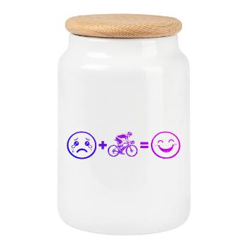 Gift idea for a road bike with road bike - Cookie Jar with Wooden Lid - white - Front