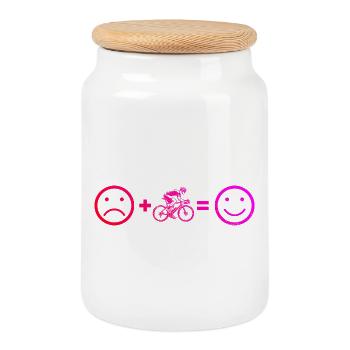 Idée cadeau pour un vélo de route avec vélo de route - Boîte à biscuits avec couvercle en bois - blanc - Devant