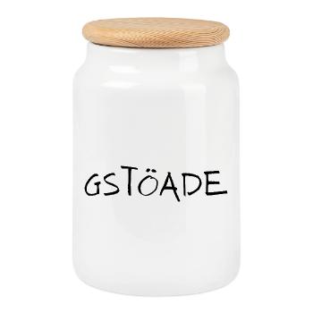 Gstöade - Cookie Jar with Wooden Lid - white - Front