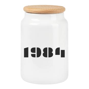 1984 - Boîte à biscuits avec couvercle en bois - blanc - Devant
