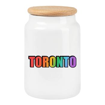 Toronto LGBTQ Rainbow - Cookie Jar with Wooden Lid - white - Front
