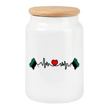 Texel Heartbeat – La fierté de l’île - Boîte à biscuits avec couvercle en bois - blanc - Devant