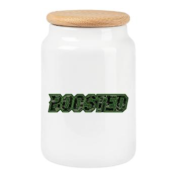 Boosted Neon-Camo Schriftzug Auto Szene Tuning - Keksdose mit Holzdeckel - Weiß - Vorne