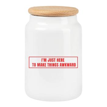 I'm here to make things embarrassing - Cookie Jar with Wooden Lid - white - Front