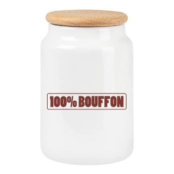 100% BOUFFON - Boîte à biscuits avec couvercle en bois - blanc - Devant