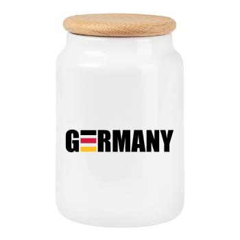 Germany | Deutschland | Flag | Flagge - Cookie Jar with Wooden Lid - white - Front