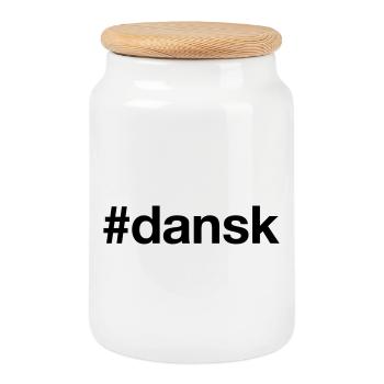 DANSK Hashtag danois Danemark - Boîte à biscuits avec couvercle en bois - blanc - Devant