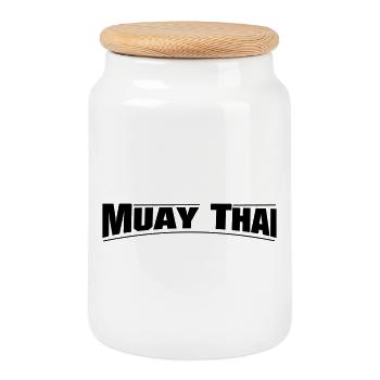MUAY THAI - Keksdose mit Holzdeckel - Weiß - Vorne