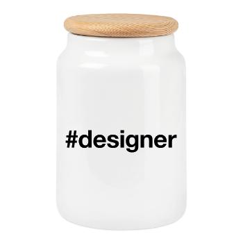 DESIGNER Hashtag Mode Grafik Kreativ - Keksdose mit Holzdeckel - Weiß - Vorne