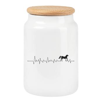 Cheval battant de cœur - Boîte à biscuits avec couvercle en bois - blanc - Devant