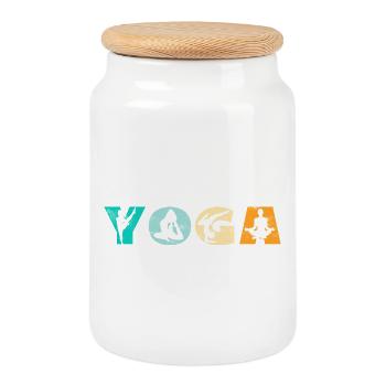 Yoga - Keksdose mit Holzdeckel - Weiß - Vorne