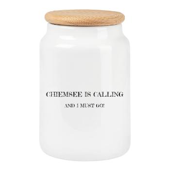 Abstract color explosion for creative clothing - Cookie Jar with Wooden Lid - white - Front