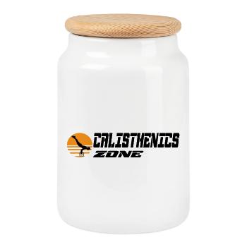 Calisthenics - Cookie Jar with Wooden Lid - white - Front