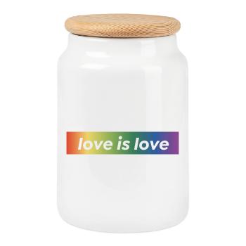 LOVE IS LOVE - Boîte à biscuits avec couvercle en bois - blanc - Devant