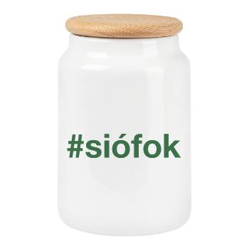 SIOFOK Hungary Ungarn Hashtag - Keksdose mit Holzdeckel - Weiß - Vorne