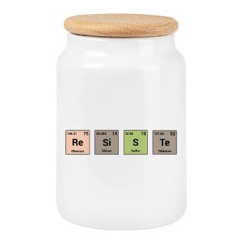 Résiste en éléments périodiques - Boîte à biscuits avec couvercle en bois - blanc - Devant