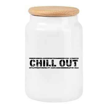 Chill Out - Keksdose mit Holzdeckel - Weiß - Vorne