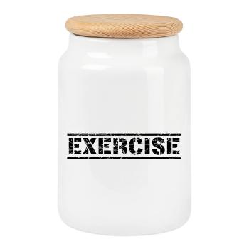 Exercise - Cookie Jar with Wooden Lid - white - Front
