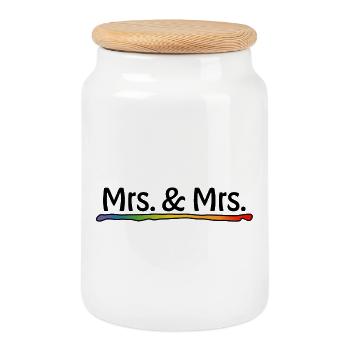 Mariage lesbien - Rainbow Mrs et Mrs - Boîte à biscuits avec couvercle en bois - blanc - Devant