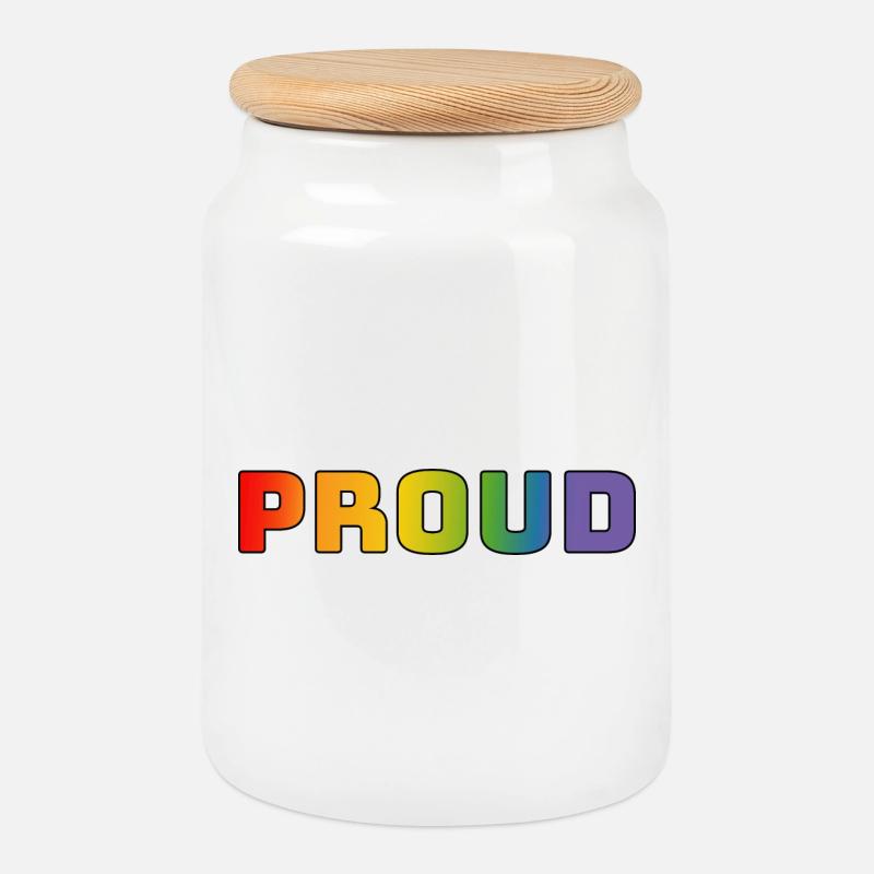 Rainbow proud black - Cookie Jar with Wooden Lid - white