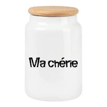 MA CHERIE. FÊTE DES MÈRES. BONNE FÊTE MAMAN. MAMAN - Boîte à biscuits avec couvercle en bois - blanc - Devant