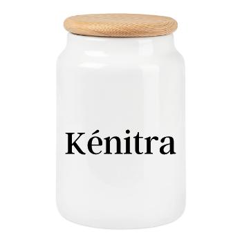 Kénitra - Boîte à biscuits avec couvercle en bois - blanc - Devant