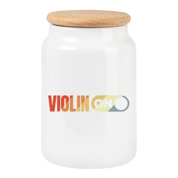 Violon Vintage - Boîte à biscuits avec couvercle en bois - blanc - Devant