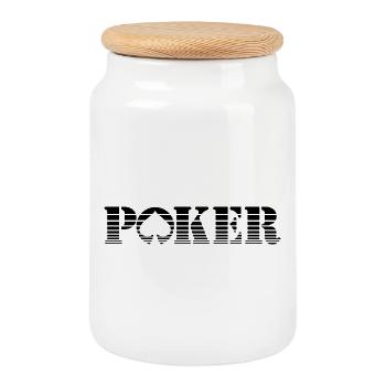 POKER sunset - poker design épuré en degradé - Boîte à biscuits avec couvercle en bois - blanc - Devant