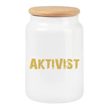 AKTIVIST - Keksdose mit Holzdeckel - Weiß - Vorne