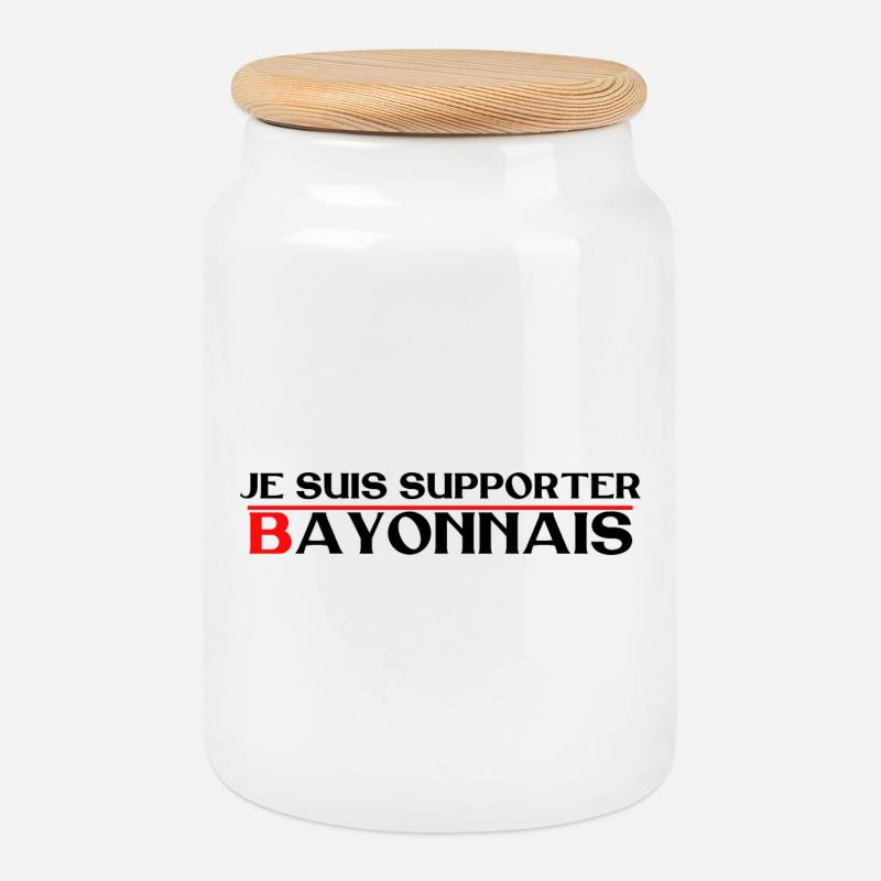 Je suis supporter Bayonnais - Boîte à biscuits avec couvercle en bois - blanc