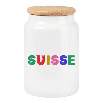 SCHWEIZ - Keksdose mit Holzdeckel - Weiß - Vorne