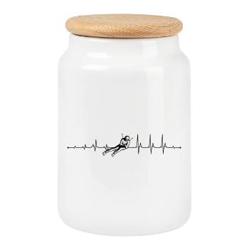 Heartbeat Ski - Cookie Jar with Wooden Lid - white - Front