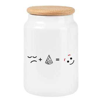 Awaiting design upload - Cookie Jar with Wooden Lid - white - Front