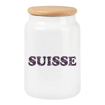 SUISSE - Boîte à biscuits avec couvercle en bois - blanc - Devant