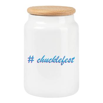 Chucklefest hatch tag slogan - Cookie Jar with Wooden Lid - white - Front