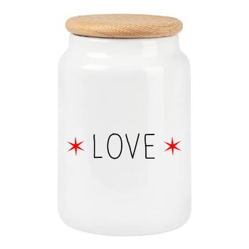 CHRISTMAS. MERRY CHRISTMAS. MERRY CHRISTMAS. NEW YEAR’S DAY - Cookie Jar with Wooden Lid - white - Front