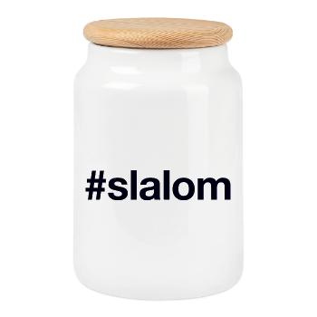 SLALOM Hashtag - Cookie Jar with Wooden Lid - white - Front
