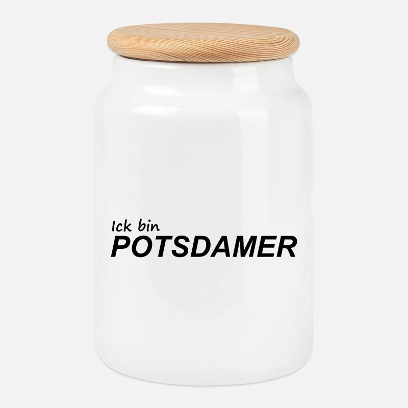 ICK BIN POTSDAMER - Keksdose mit Holzdeckel - Weiß