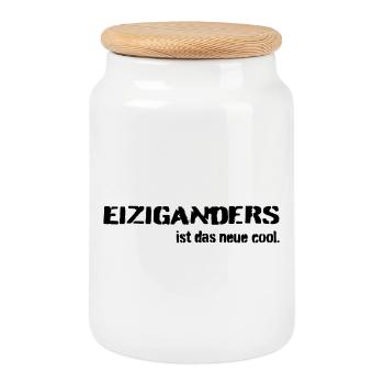 Einziganders ist das neue cool - Keksdose mit Holzdeckel - Weiß - Vorne