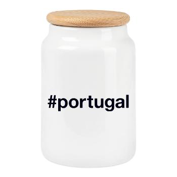 PORTUGAL Hashtag - Keksdose mit Holzdeckel - Weiß - Vorne