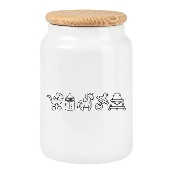 Icône de la vie de bébé - Boîte à biscuits avec couvercle en bois - blanc - Devant
