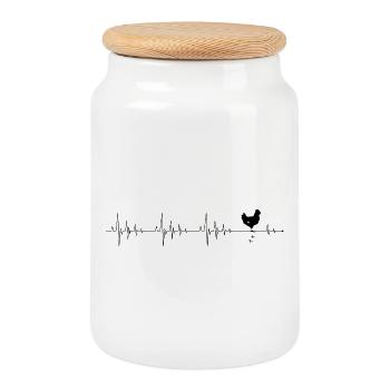 Poulet Heartbeat - Boîte à biscuits avec couvercle en bois - blanc - Devant