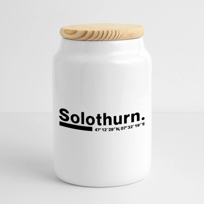 Solothurn coordinates Canton Switzerland Cookie Jar with Wooden Lid